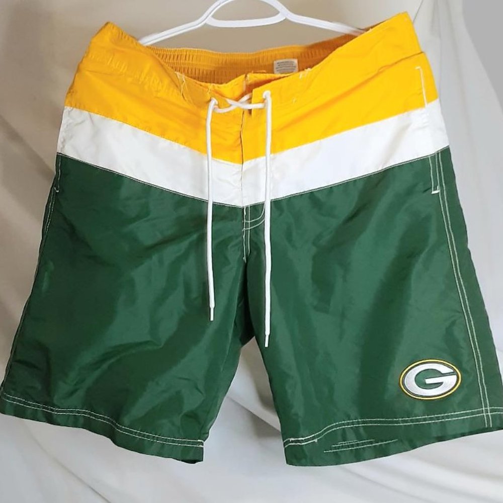 Green Bay Packers Swim Trunks Shorts Size Large NFL Team Apparel